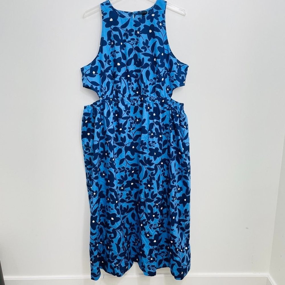 Who What Wear Women's Dress 3X Cut Out Sides Blue Floral Maxi Sleeveless New - Picture 4 of 9